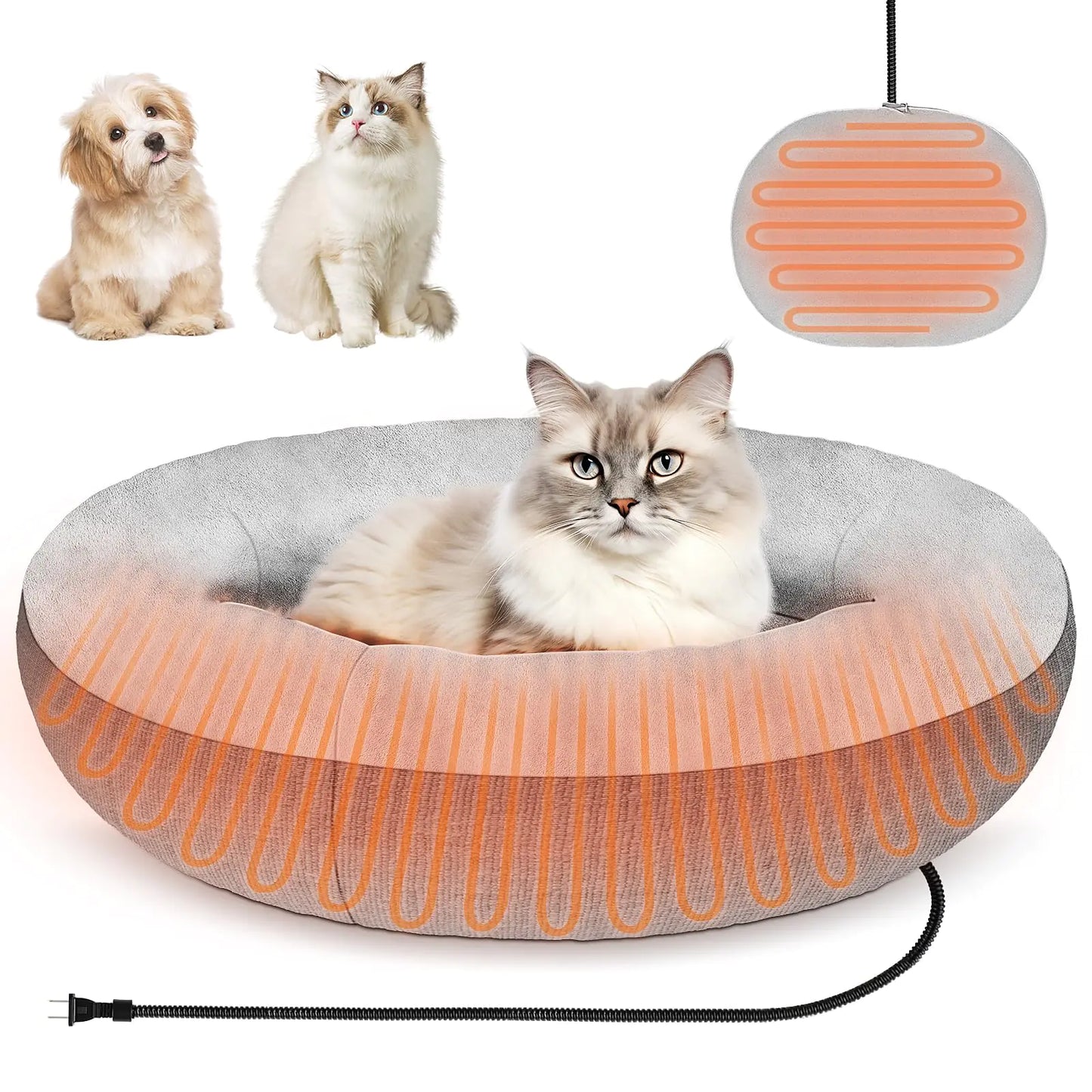 Heated Cat Bed for Cats and Small Dog Winter Cozy Heated Pet